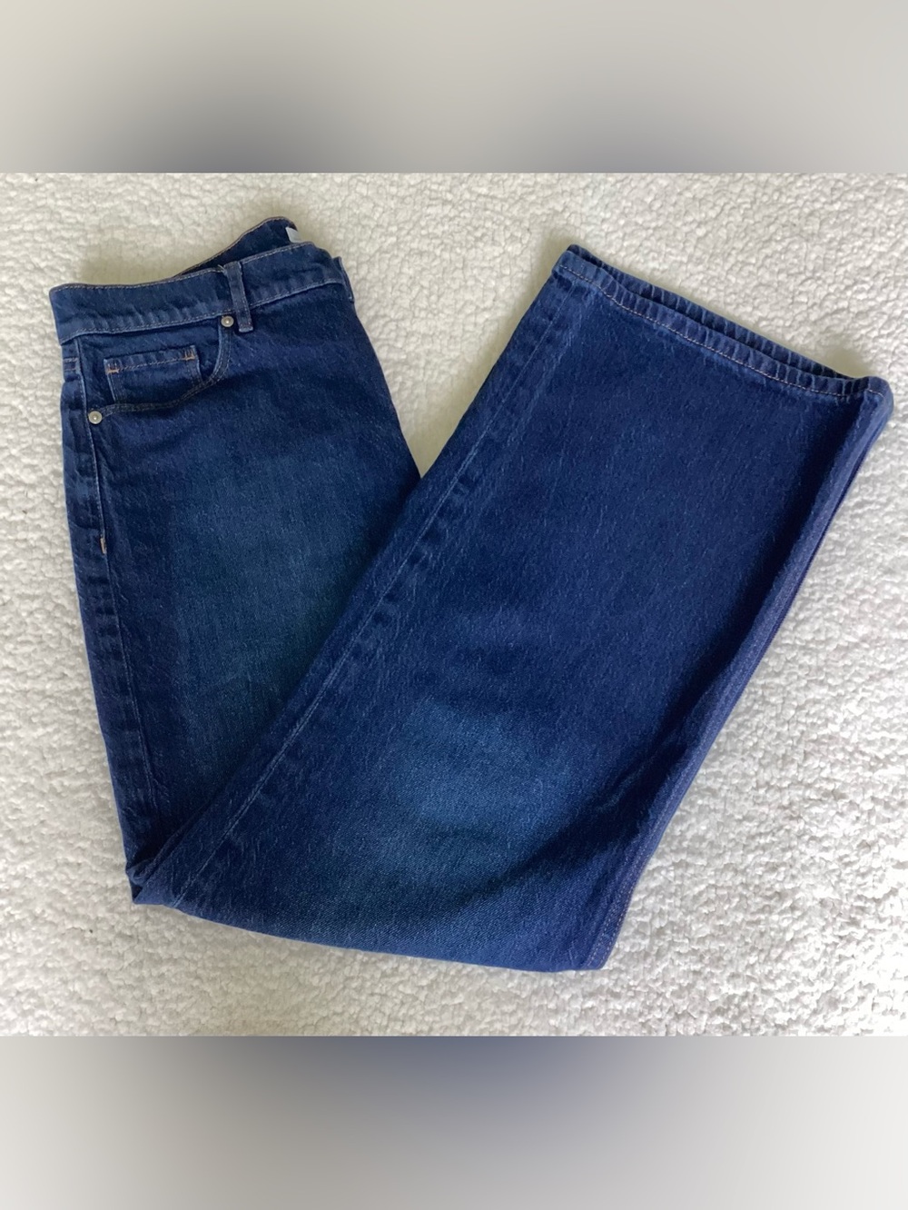 LOFT Wide Leg Trouser Jeans Size 10‎ Dark Wash High Rise Stretch Denim